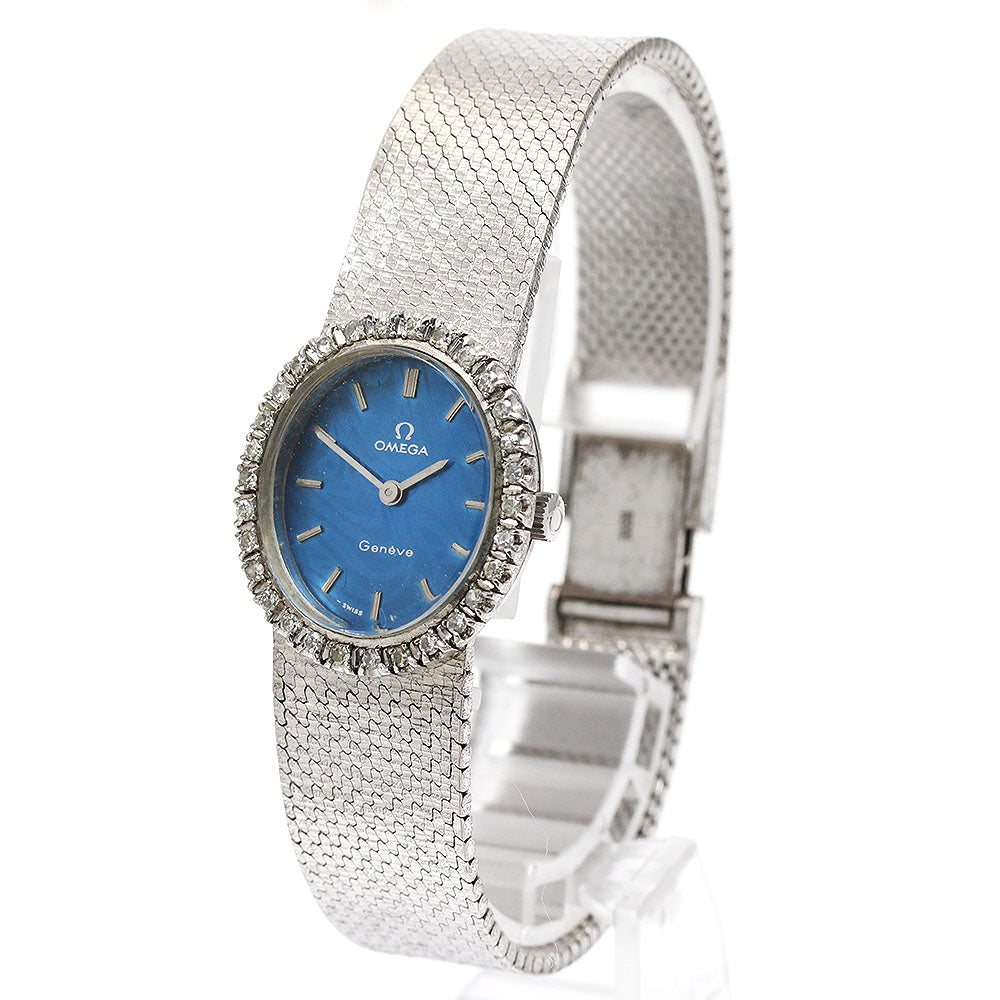OMEGA Geneve 5110411 Diamond bezel cal.625 blue Dial Hand Winding Ladies Watch_933881