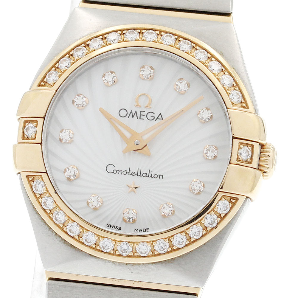 OMEGA Constellation Blush 123.25.24.60.55.002 Diamond bezel 12P White shell Dial Quartz Ladies Watch_933978