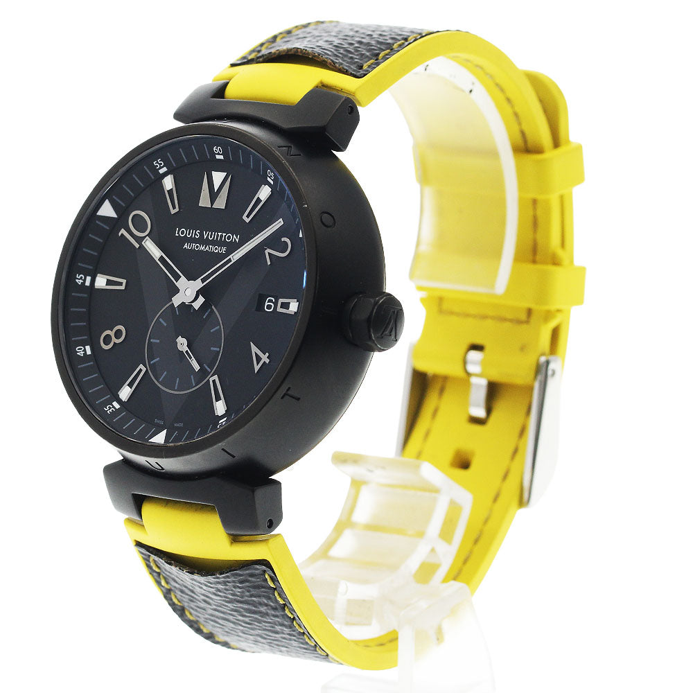 LOUIS VUITTON Tambour all black Q1D22 Date black Dial Automatic Men's_933984