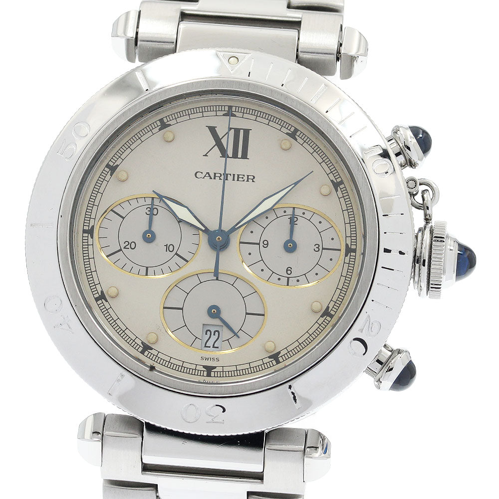 CARTIER Pasha 1.5 "" W31004H3 Chronograph beige Dial Quartz Men's Watch_934006