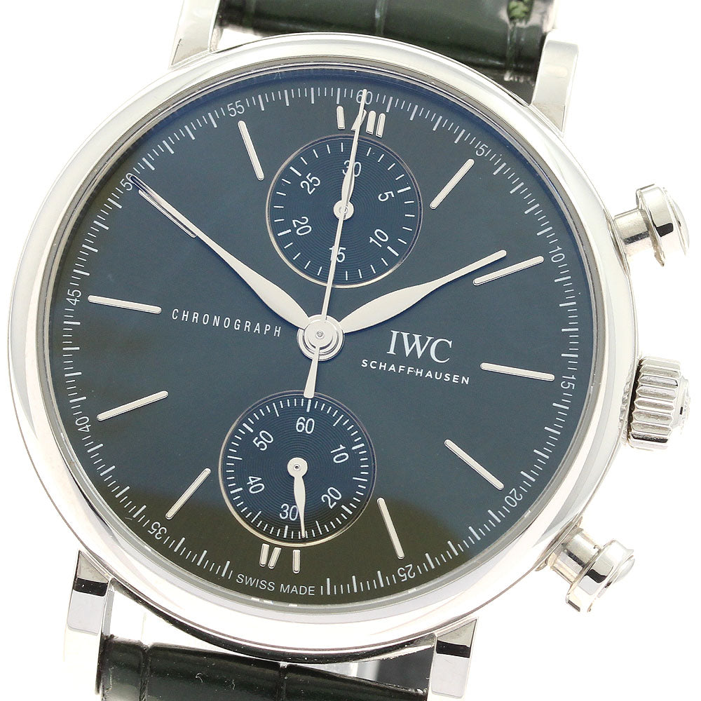 IWC SCHAFFHAUSEN Portofino IW391405 Chronograph green Dial Automatic Men's Watch_934155