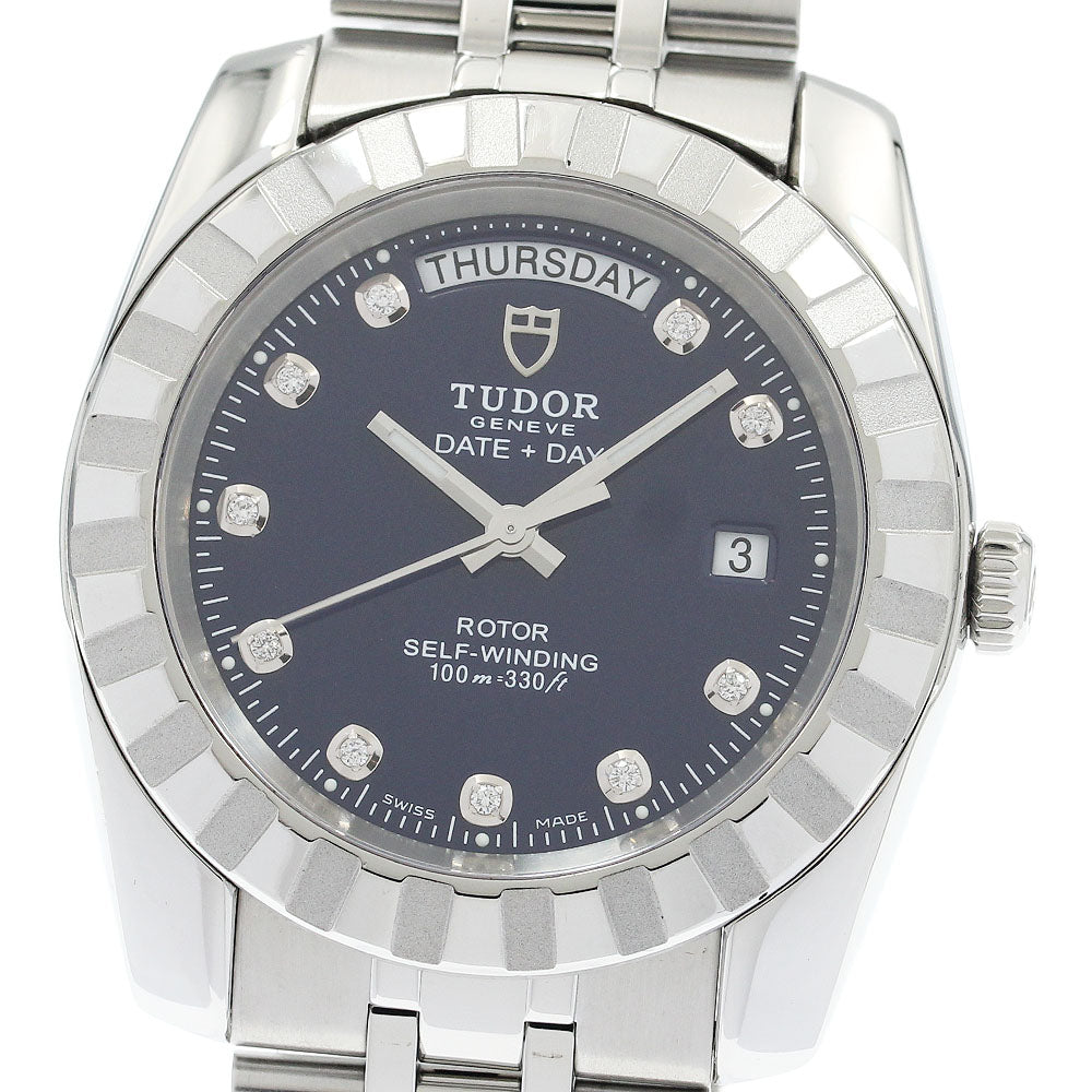 TUDOR Classic Date Day 23010 10P diamond Navy Dial Automatic Men's Watch_934162