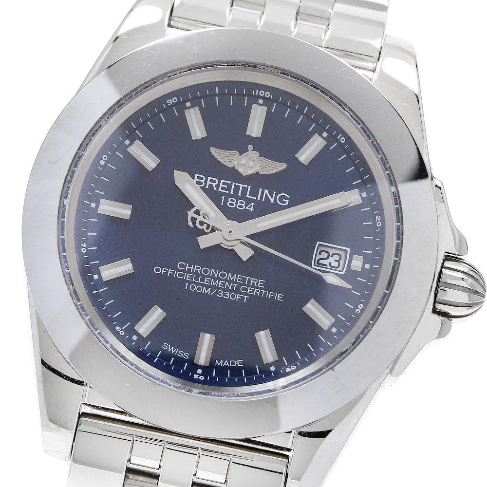 BREITLING Galactic W71330 Date Navy Dial Quartz Ladies Watch_934197