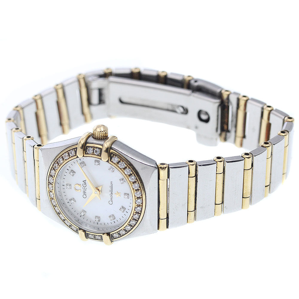 OMEGA Constellation Mini 1267.75 12P diamond bezel full bar shell dial White shell Dial Quartz Ladies Watch_934254