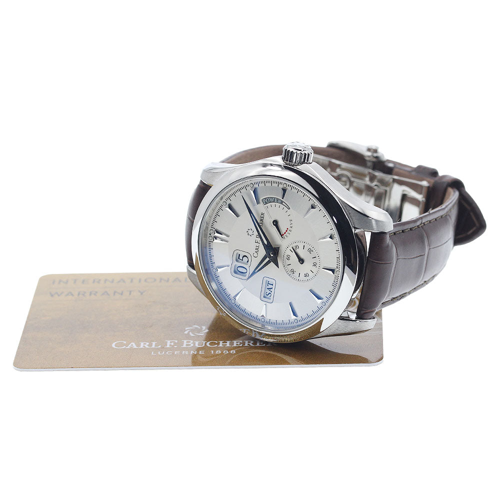 CARL F.BUCHERER Manero 00.10912.08.13.01 Day-Date Power Reserve Silver Dial Automatic Men's Watch_934278