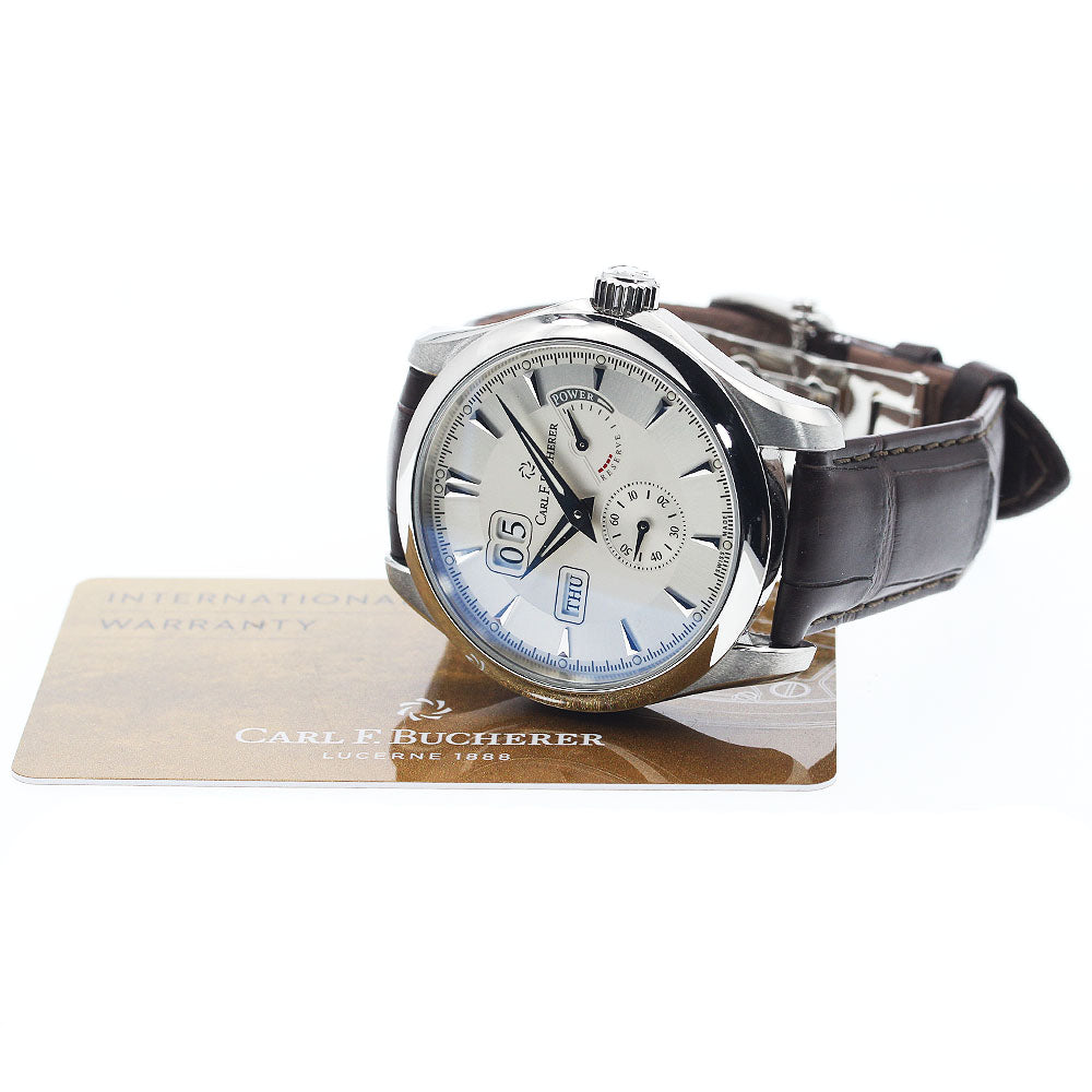 CARL F.BUCHERER Manero 00.10912.08.1310 Day-Date Power Reserve Silver Dial Hand Winding Men's Watch_934280
