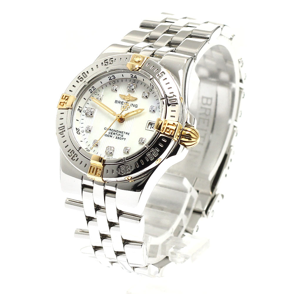 BREITLING Star liner B71340 Date 11P diamond White shell Dial Quartz Ladies Watch_934375