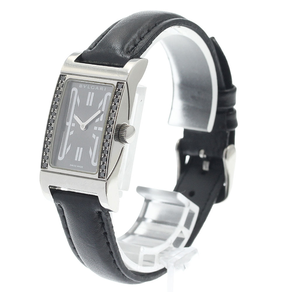 BVLGARI Rettangolo RT39S Black diamond gray Dial Quartz Ladies Watch_934419