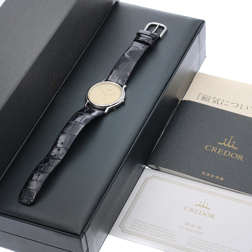 SEIKO CREDOR SIGNO GCAR051/8J81-6A30 gold Dial Quartz Men's Watch_934476