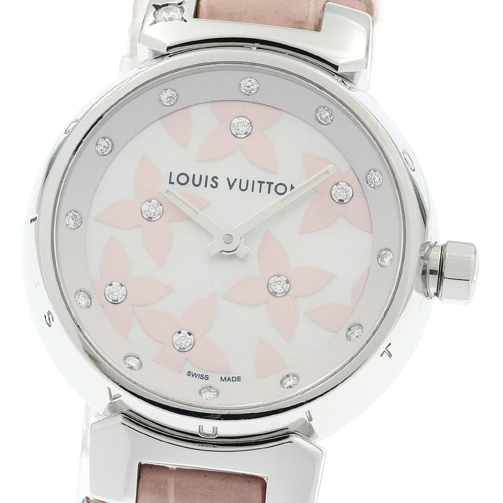 LOUIS VUITTON Tambour Lovely Diamond Q121H White shell Dial Quartz Ladies Watch_934482