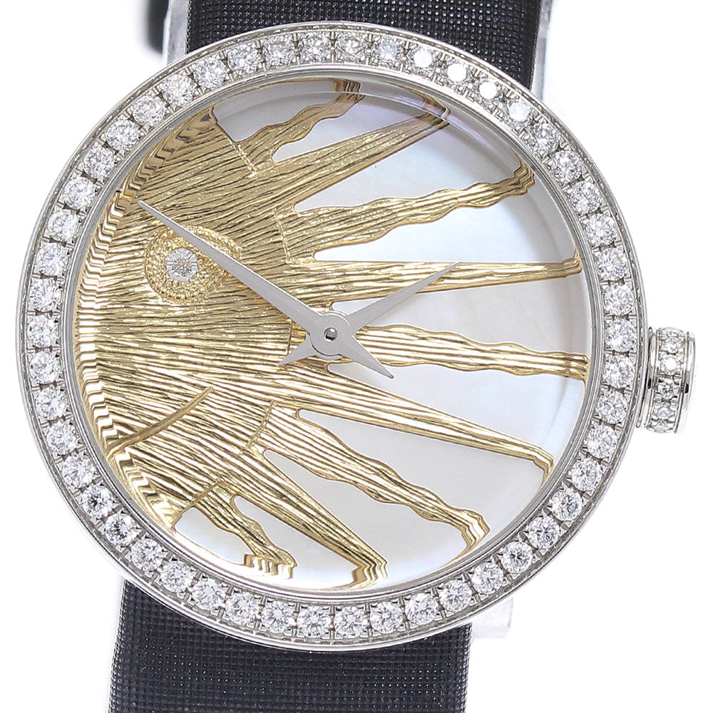 Dior La D de Dior Rose Celeste CD04711X1001 Diamond Bezel Silver Dial Quartz Ladies Watch_934493