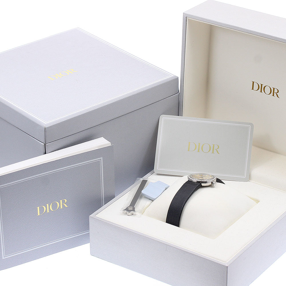 Dior La D de Dior Rose Celeste CD04711X1001 Diamond Bezel Silver Dial Quartz Ladies Watch_934493