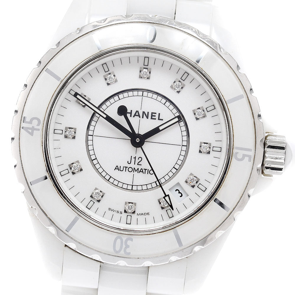 CHANEL J12 H1629 38mm White Ceramic 12P Diamond Automatic Men's Watch_934525