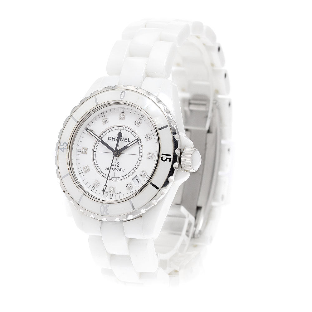 CHANEL J12 H1629 38mm White Ceramic 12P Diamond Automatic Men's Watch_934525