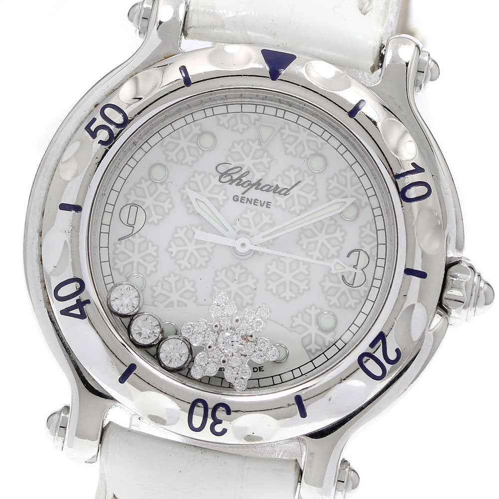 Chopard Happy sports 27/8949 snowflake diamond date White / Silver Dial Quartz Ladies Watch_934560