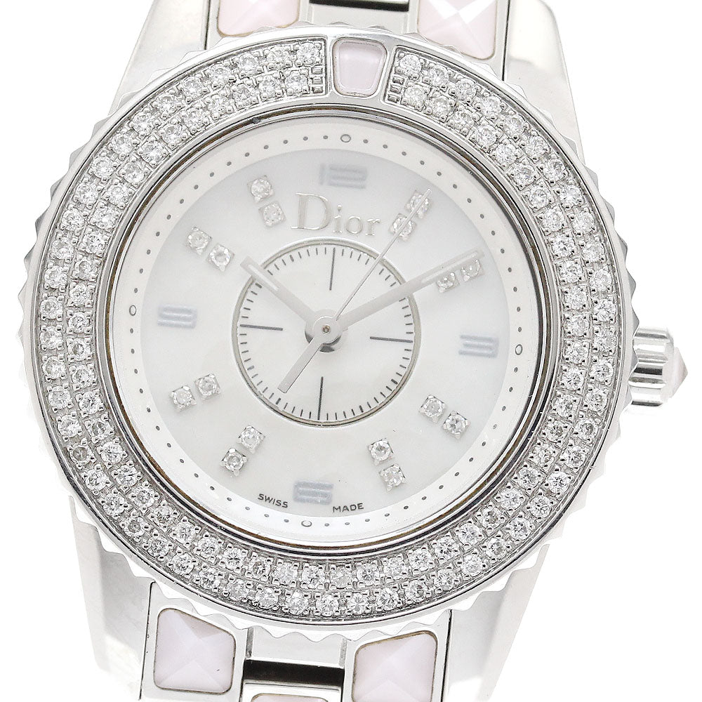 Christian Dior crystal CD112117 Diamond Bezel White shell Dial Quartz Ladies Watch_934577