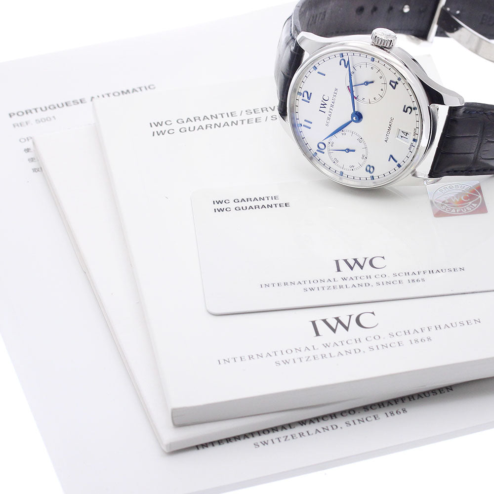 IWC SCHAFFHAUSEN Portugieser 7 Days IW500107 Date Silver Dial Automatic Men's Watch_934652