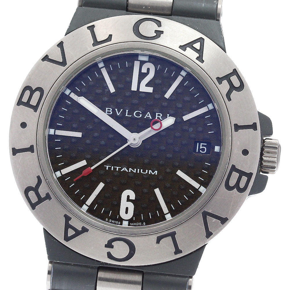 BVLGARI Diagono Titanium TI38TA Date Black carbon Dial Automatic Men's Watch_934708