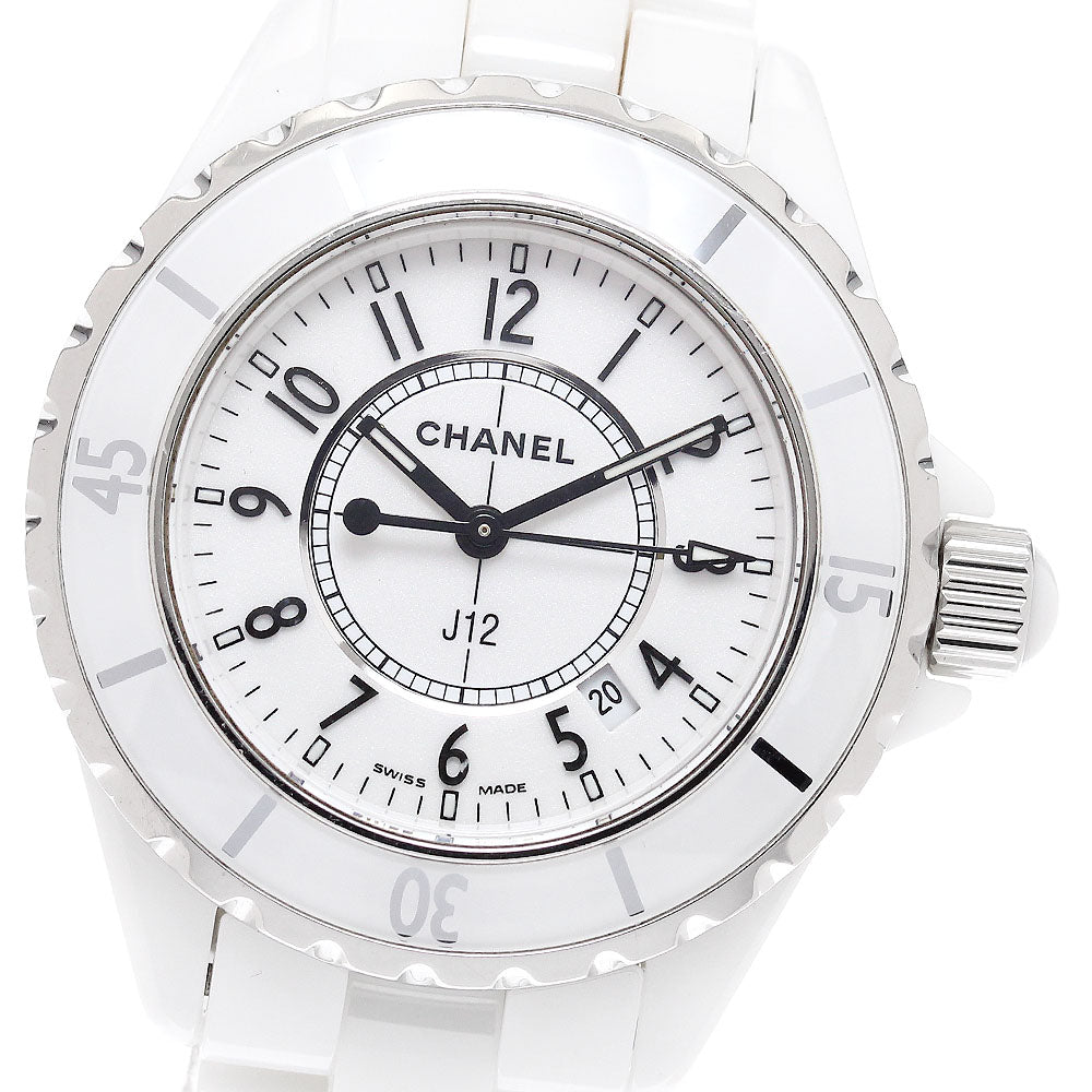 CHANEL J12 33mm H0968 White ceramic date white Dial Quartz Ladies Watch_934732