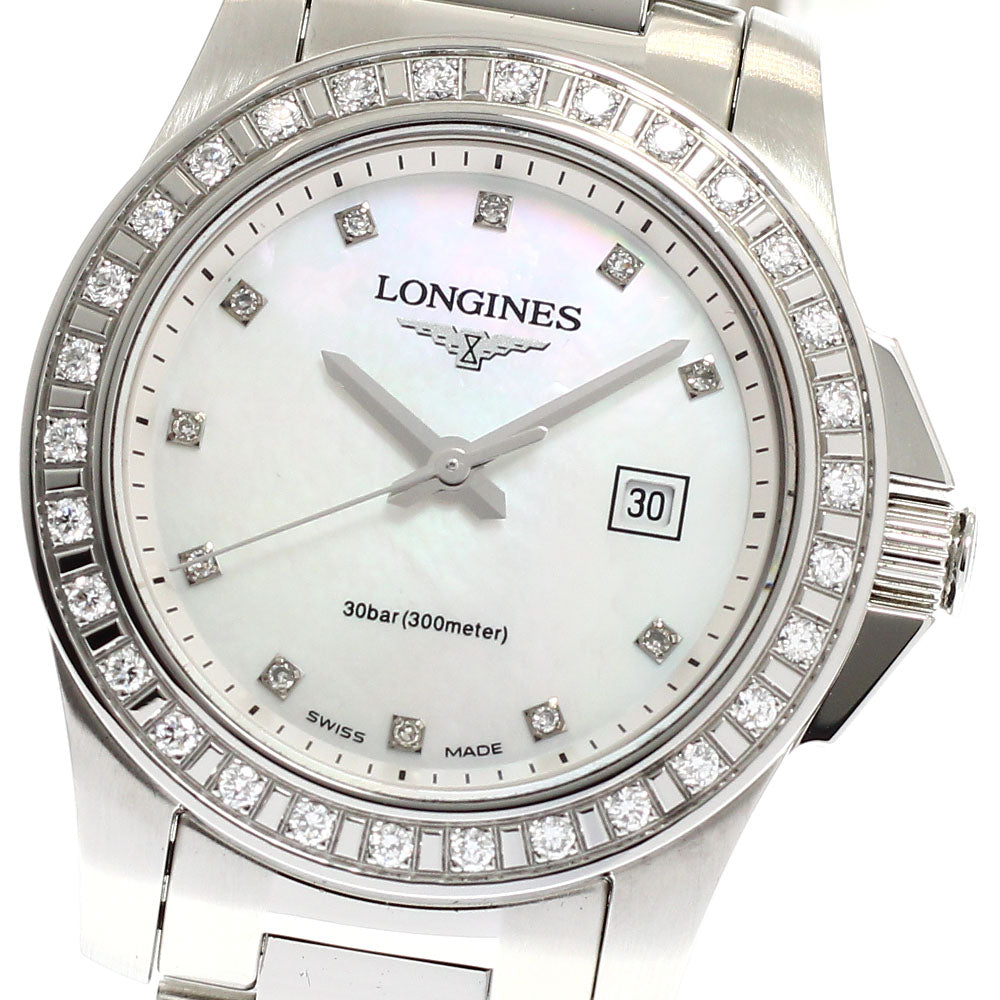 LONGINES Conquest L3.258.0 Diamond bezel 11P White shell Dial Quartz Ladies Watch_934766