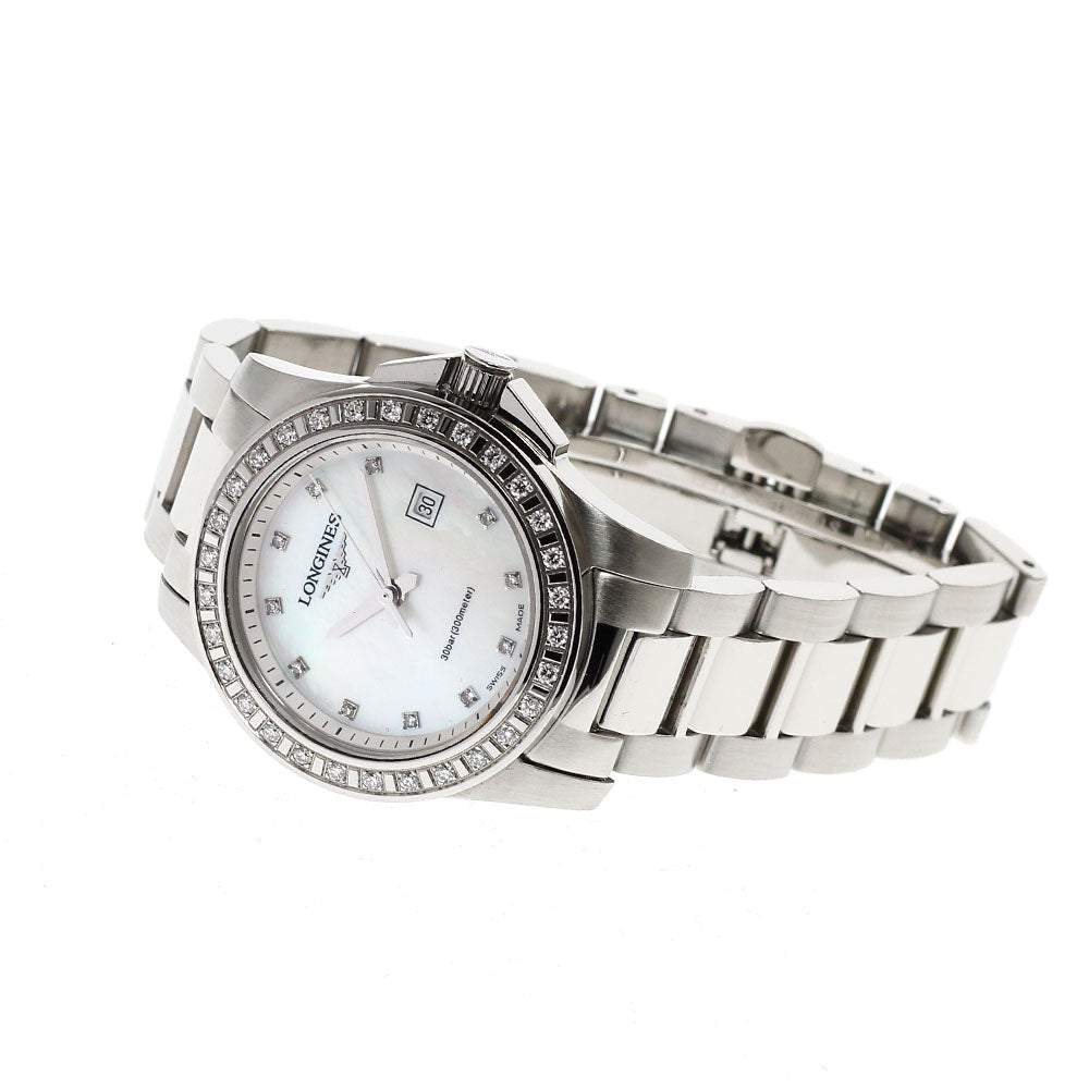LONGINES Conquest L3.258.0 Diamond bezel 11P White shell Dial Quartz Ladies Watch_934766