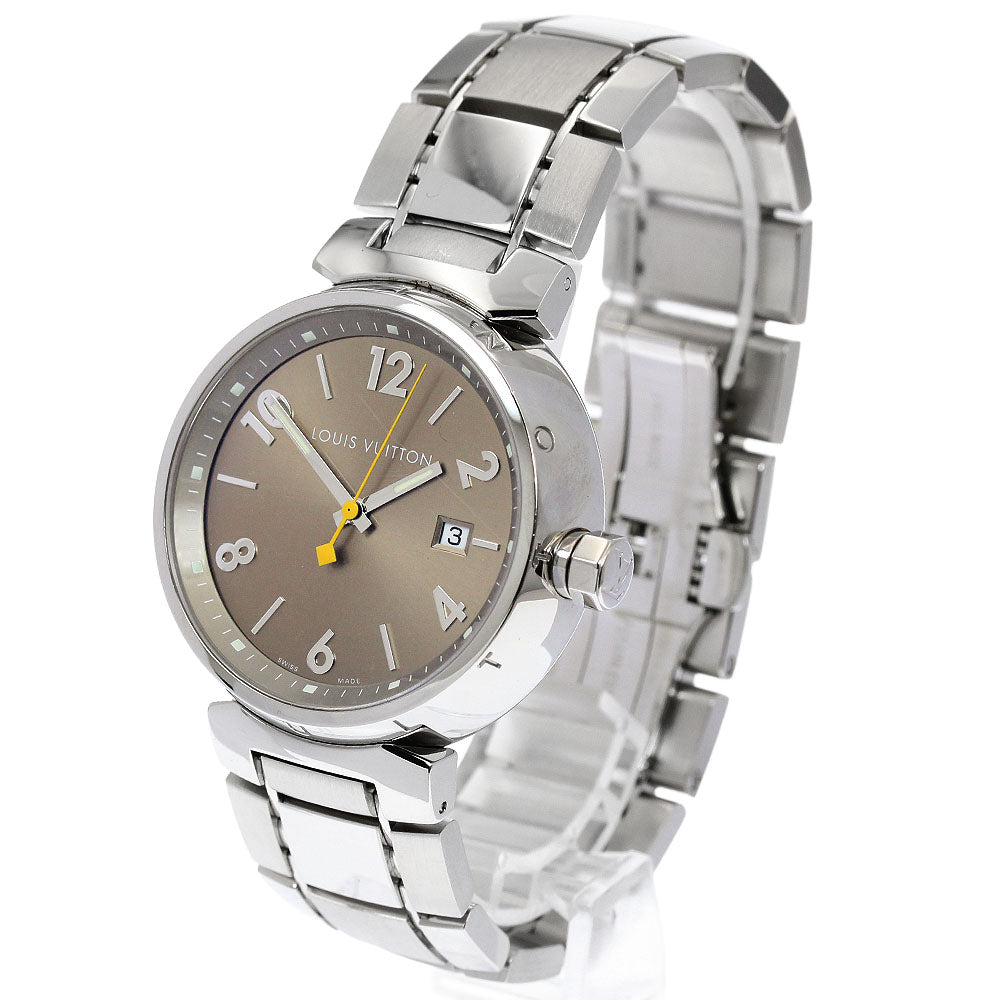 LOUIS VUITTON Tambour Q1112 Date Brown Dial Quartz Men's Watch_934881