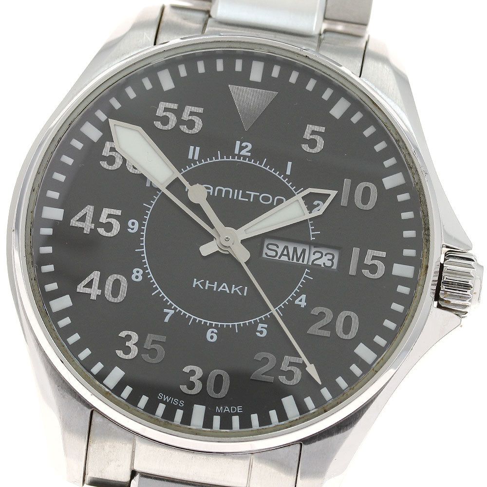 HAMILTON Khaki Pilot H646110 Day date Black Dial Quartz Men's Watch_934890