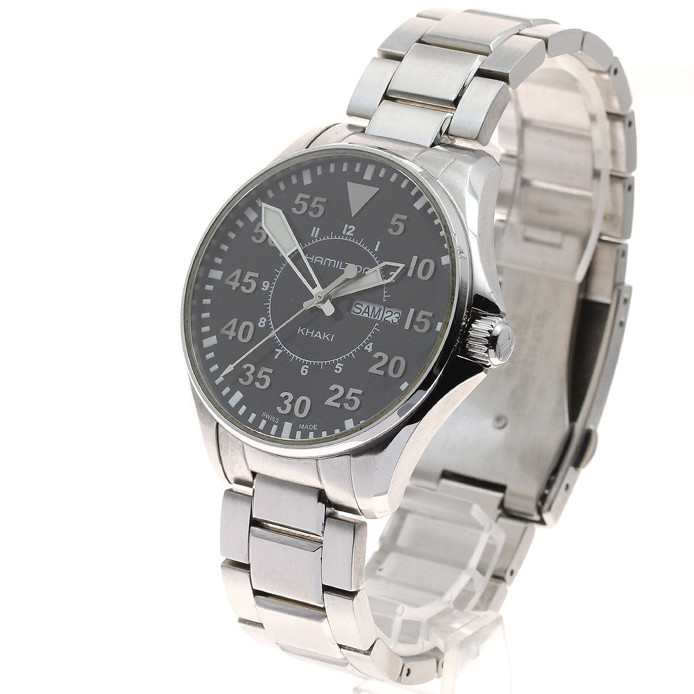 HAMILTON Khaki Pilot H646110 Day date Black Dial Quartz Men's Watch_934890