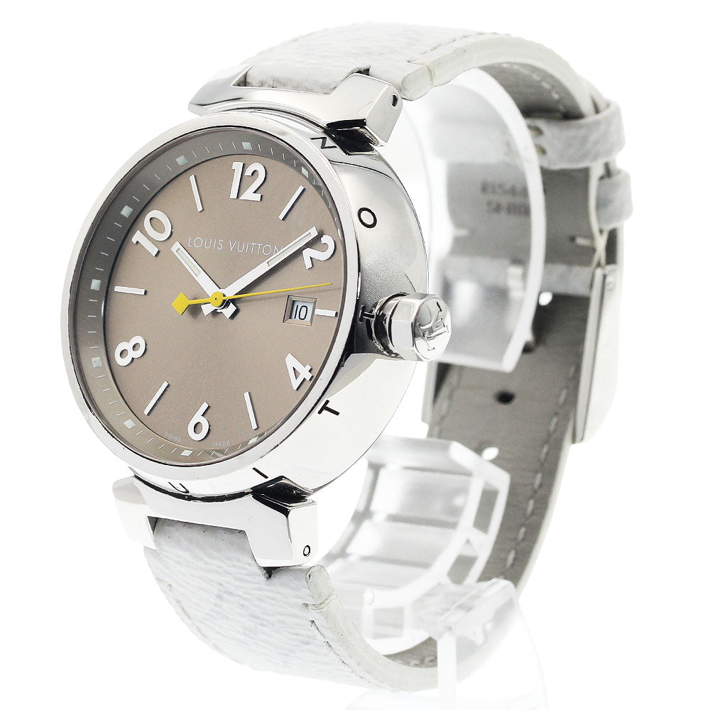 LOUIS VUITTON Tambour Q1112 Date Brown Dial Quartz Men's Watch_934938