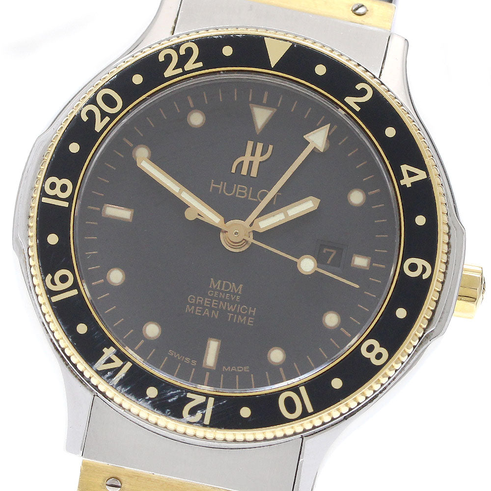HUBLOT MDM 1471.2 GMT YG bezel black Dial Quartz Ladies Watch_935004