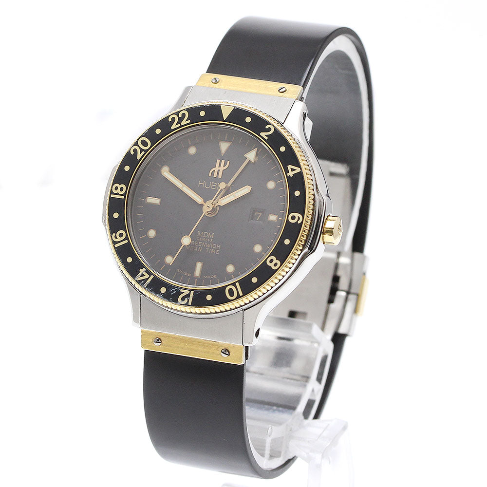 HUBLOT MDM 1471.2 GMT YG bezel black Dial Quartz Ladies Watch_935004