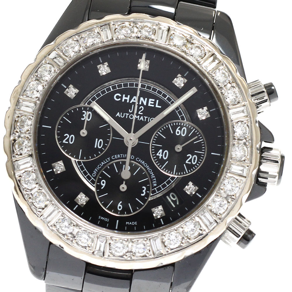 CHANEL J12 black ceramic H2419 Bezel after-diamond 9P diamond black Dial Automatic Men's Watch_935041