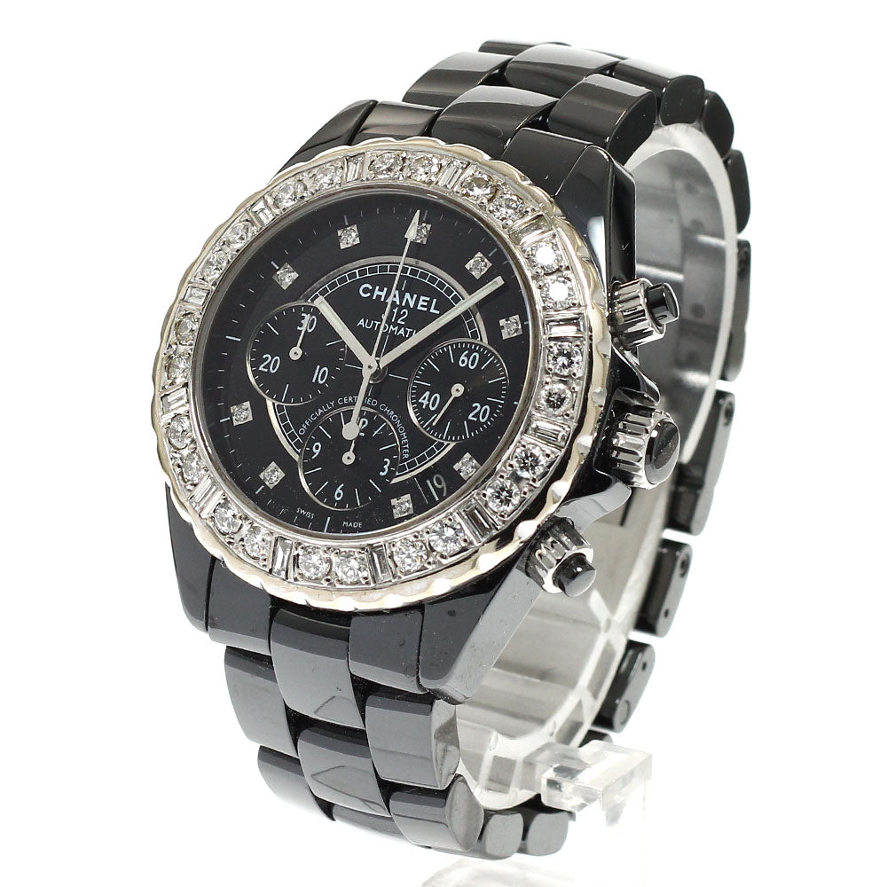 CHANEL J12 black ceramic H2419 Bezel after-diamond 9P diamond black Dial Automatic Men's Watch_935041