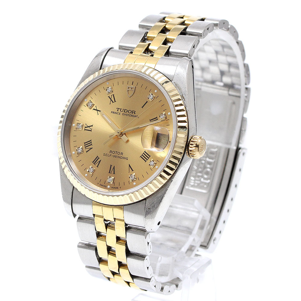 TUDOR Prince Oyster Date 74033 YG bezel 10P diamond Automatic Men's Watch_935284
