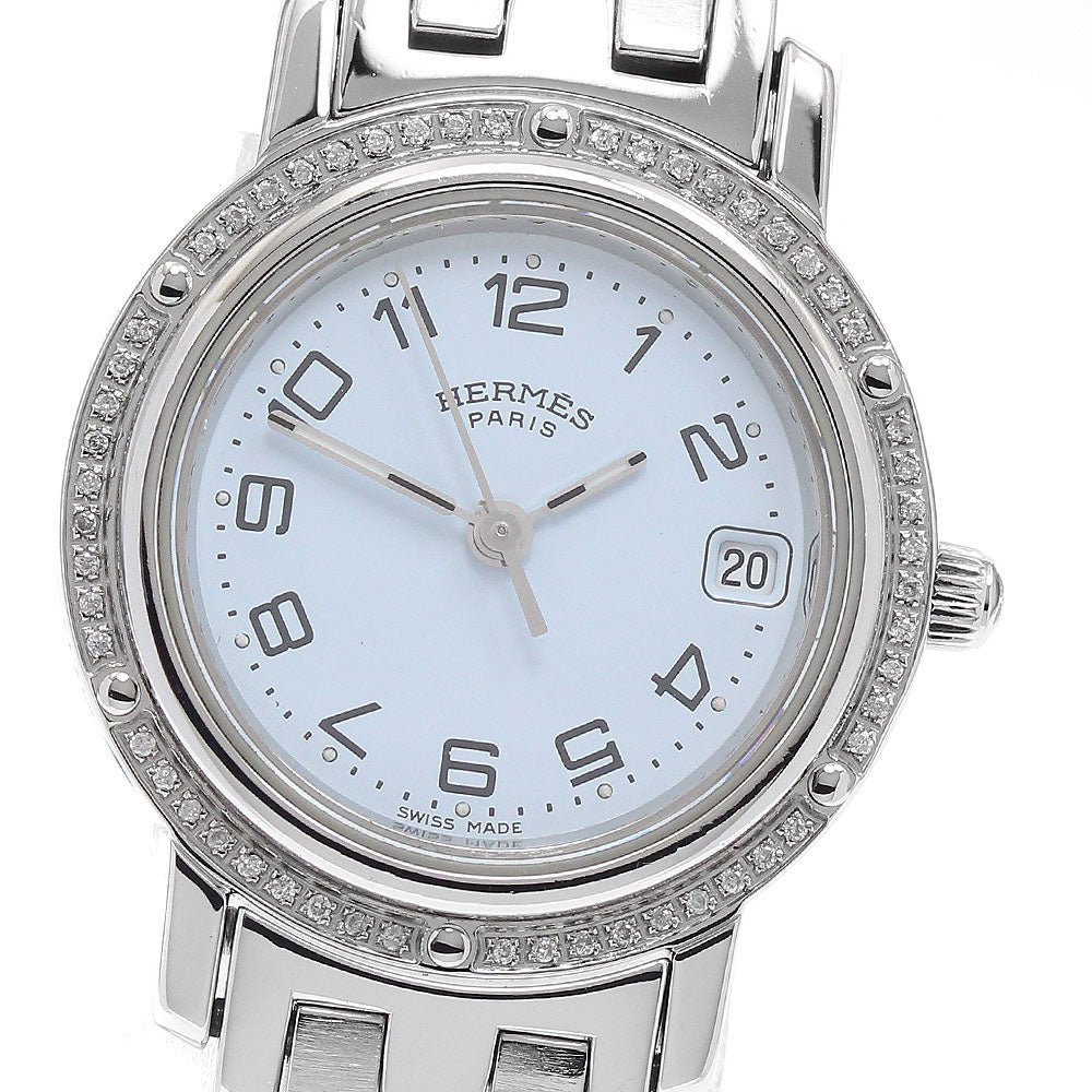 HERMES Clipper CL4.210 After diamond bezel blue Dial Quartz Ladies Watch_935289