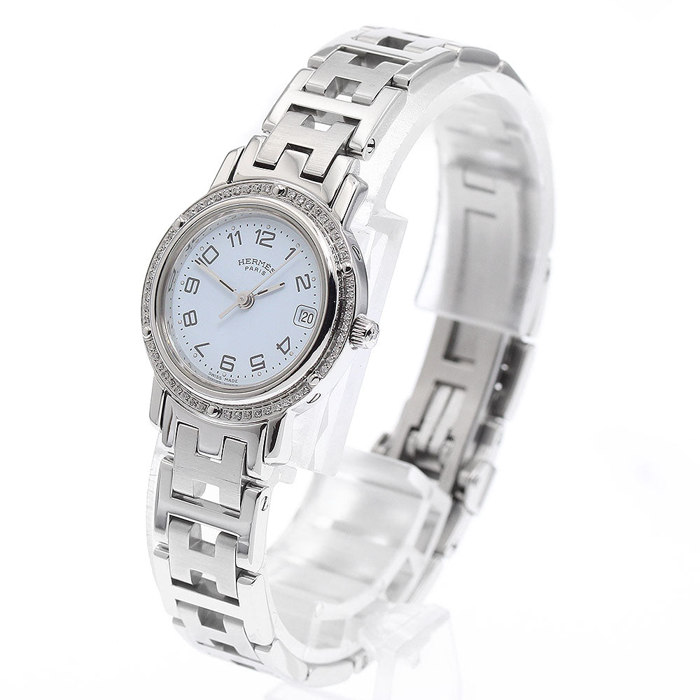 HERMES Clipper CL4.210 After diamond bezel blue Dial Quartz Ladies Watch_935289