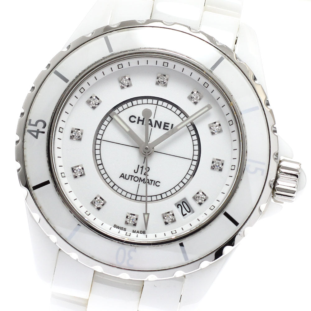 CHANEL J12 H1629 38mm White Ceramic 12P Diamond Automatic Men's Watch_935292