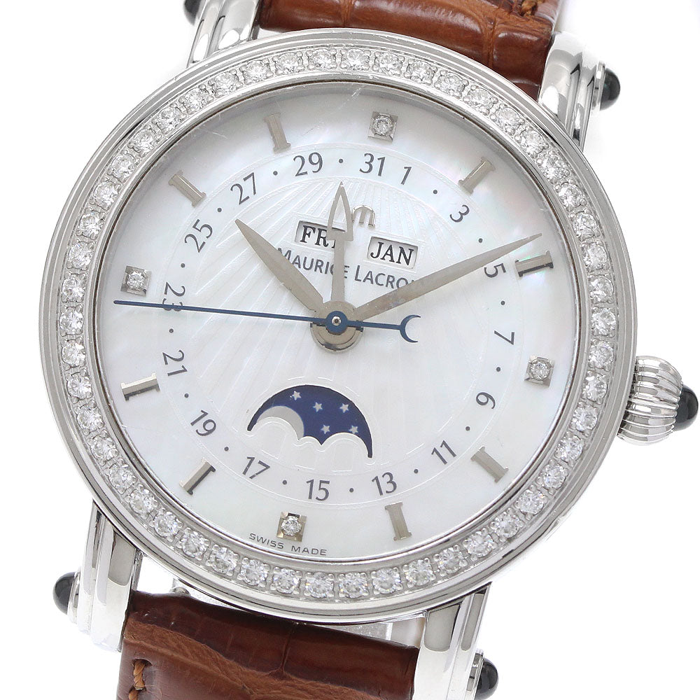 MAURICE LACROIX Masterpiece MP6066 Moon Phase 4P Diamond Diamond Bezel White shell Dial Automatic Ladies Watch_935305