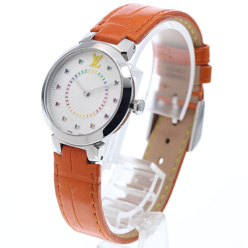 LOUIS VUITTON Tambour Slim PM QA158 11P multi-stone Silver Dial Quartz Ladies Watch_935321