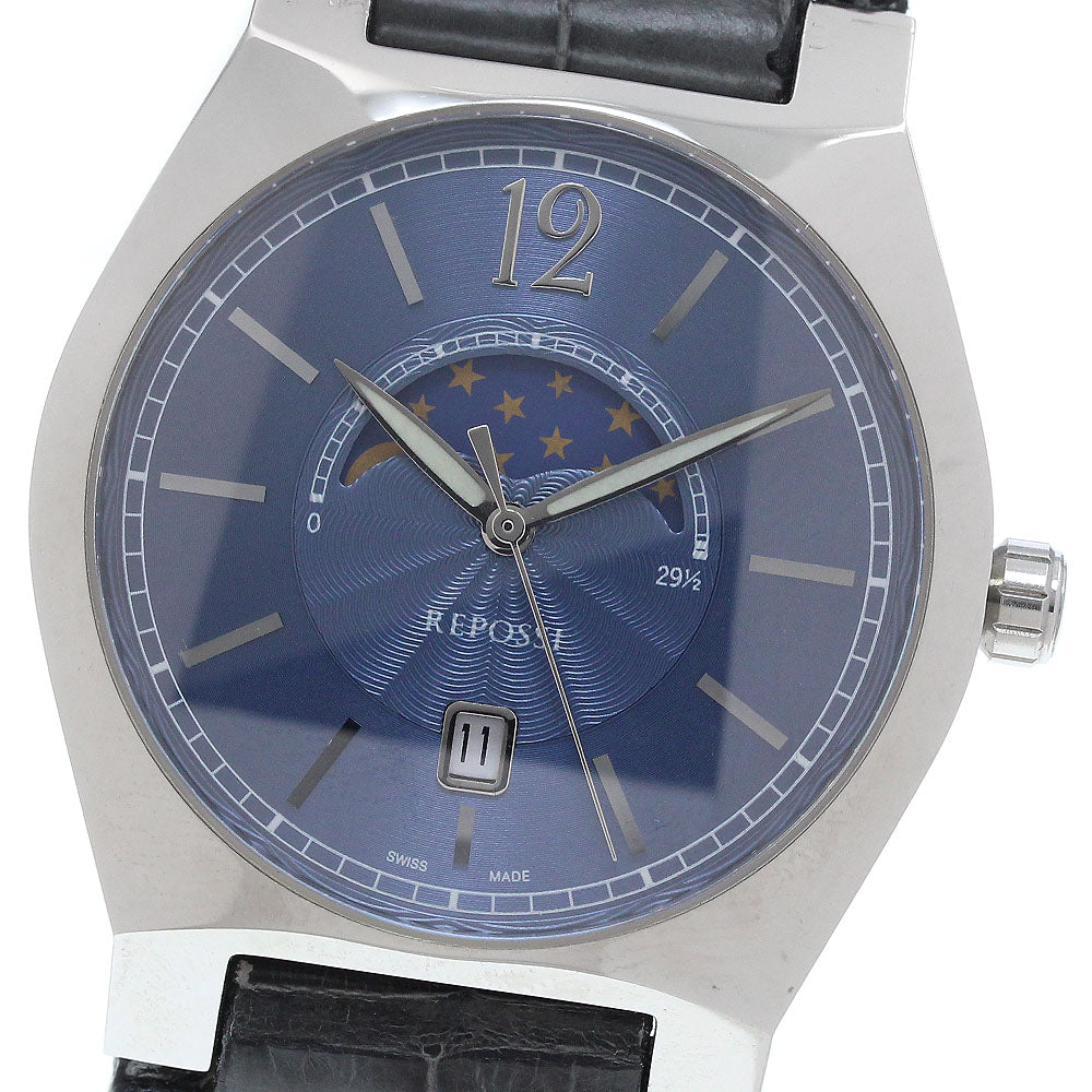 REPOSSI Ref.R8 Moon phase date Navy Dial Quartz Men's Watch_935361