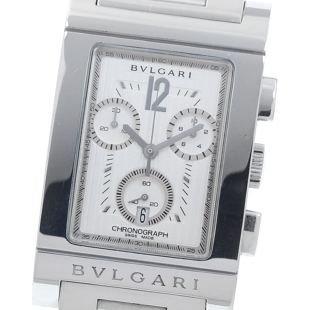 BVLGARI Rettangolo RTC49S Date Chronograph Silver Dial Quartz Men's Watch_935473