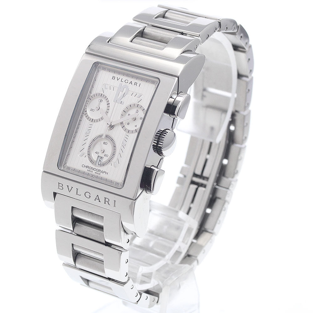 BVLGARI Rettangolo RTC49S Date Chronograph Silver Dial Quartz Men's Watch_935473