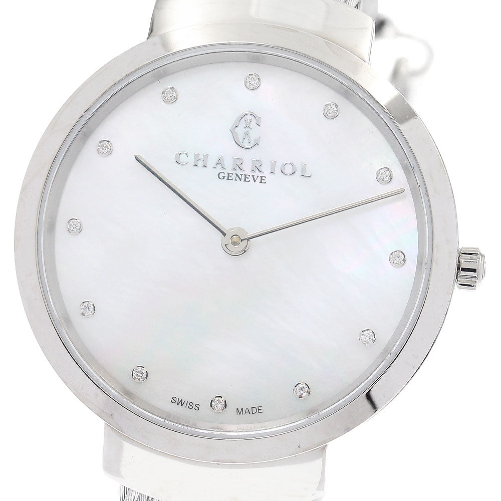CHARRIOL slim ST34S.560.013 12P diamond white shell dial White shell Dial Quartz Ladies Watch_935480