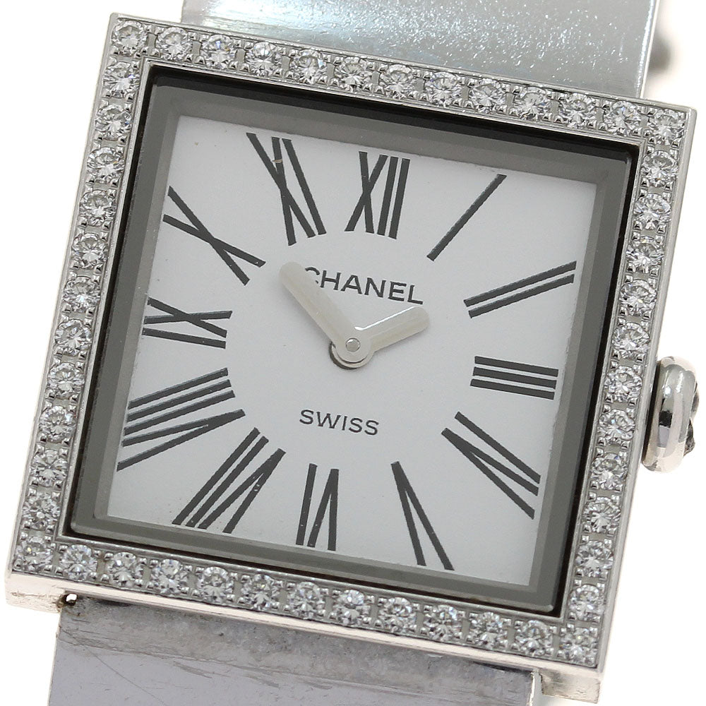 CHANEL Mademoiselle H0830 Diamond Bezel white Dial Quartz Ladies Watch_935489