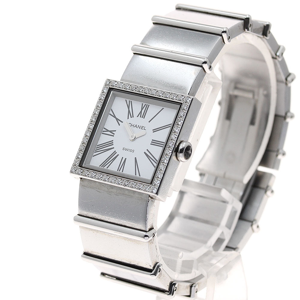 CHANEL Mademoiselle H0830 Diamond Bezel white Dial Quartz Ladies Watch_935489