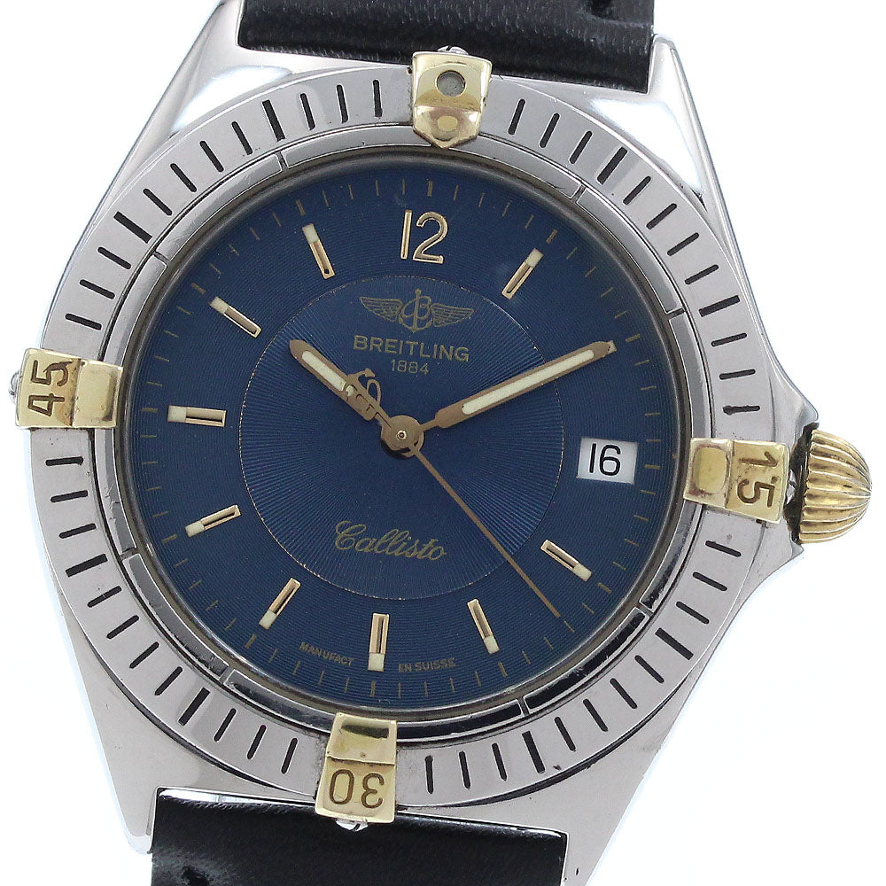 BREITLING Callisto B57045 Date Navy Dial Quartz Boy's Watch_935582