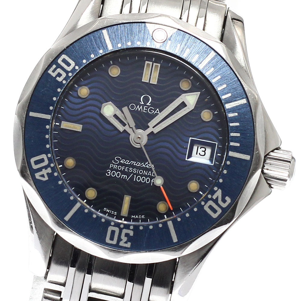 OMEGA Seamaster300 2583.80 Date Navy Dial Quartz Ladies Watch_935689