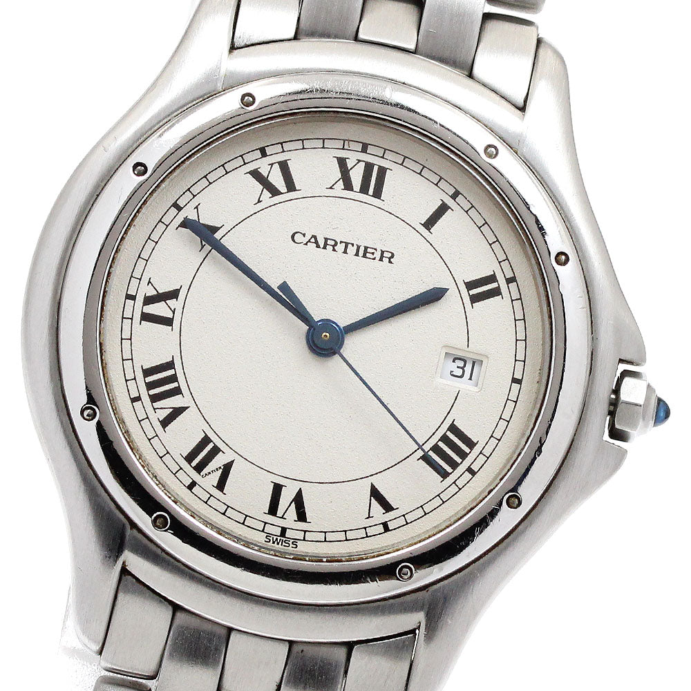 CARTIER PANTHERE Cougar LM Date Beige Dial Quartz Men's Watch_935919