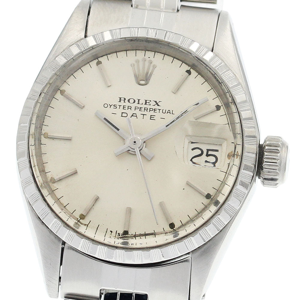 ROLEX Oyster Perpetual Date 6524 cal.1161 Silver Dial Automatic Ladies Watch_935960