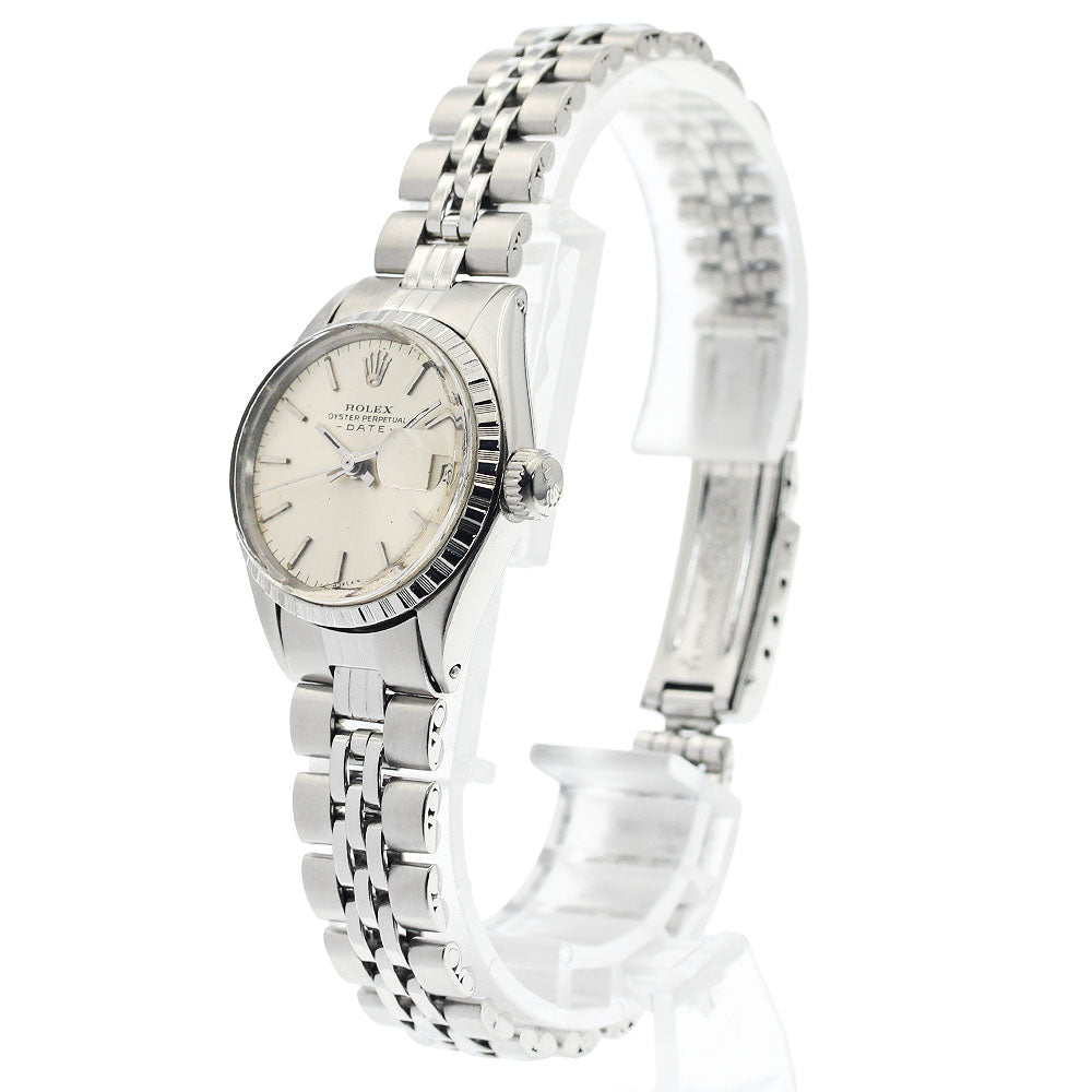 ROLEX Oyster Perpetual Date 6524 cal.1161 Silver Dial Automatic Ladies Watch_935960